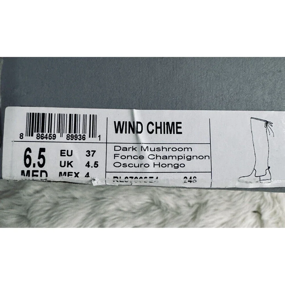 Kenneth Cole Reaction Wind Chime Boots 6.5 Womens Dark Mushroom Brown Knee Tie